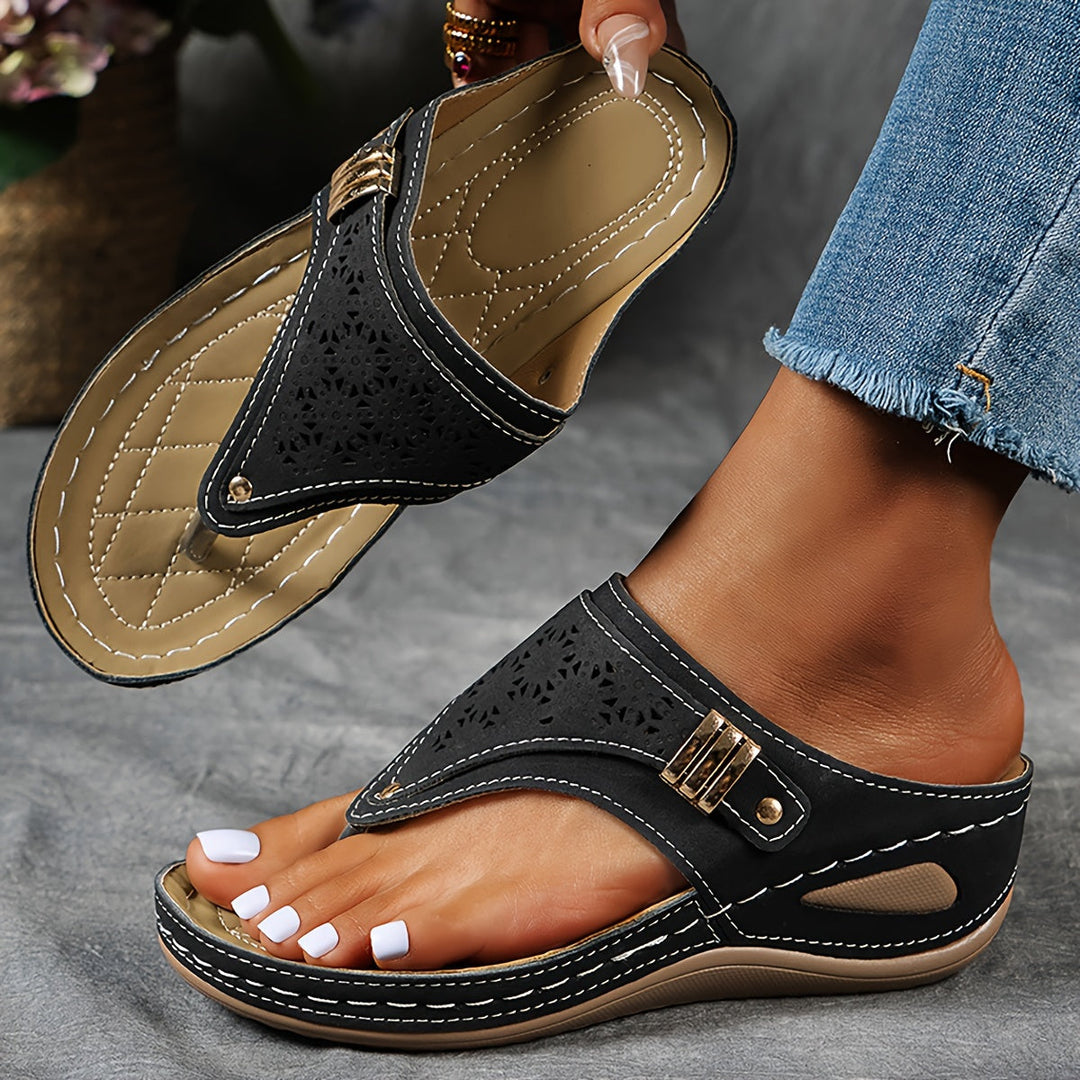 CADIZ – SANDALES ORTHOPÉDIQUES ÉLÉGANTES ET CONFORTABLES À TALON COMPENSÉ ET BRIDE ÉLASTIQUE