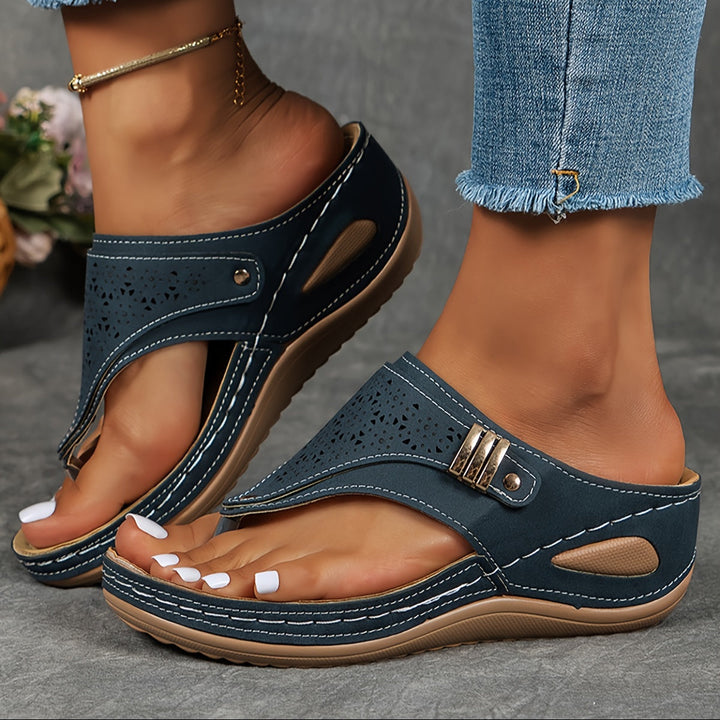 CADIZ – SANDALES ORTHOPÉDIQUES ÉLÉGANTES ET CONFORTABLES À TALON COMPENSÉ ET BRIDE ÉLASTIQUE
