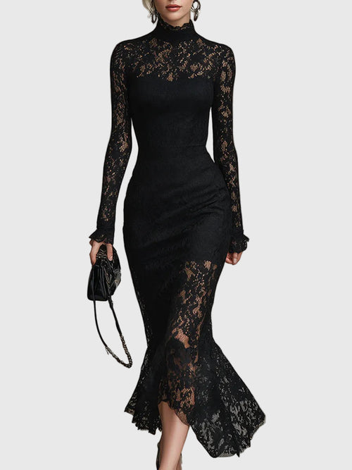 Monica | Robe Maxi Évasée en Dentelle Élégante