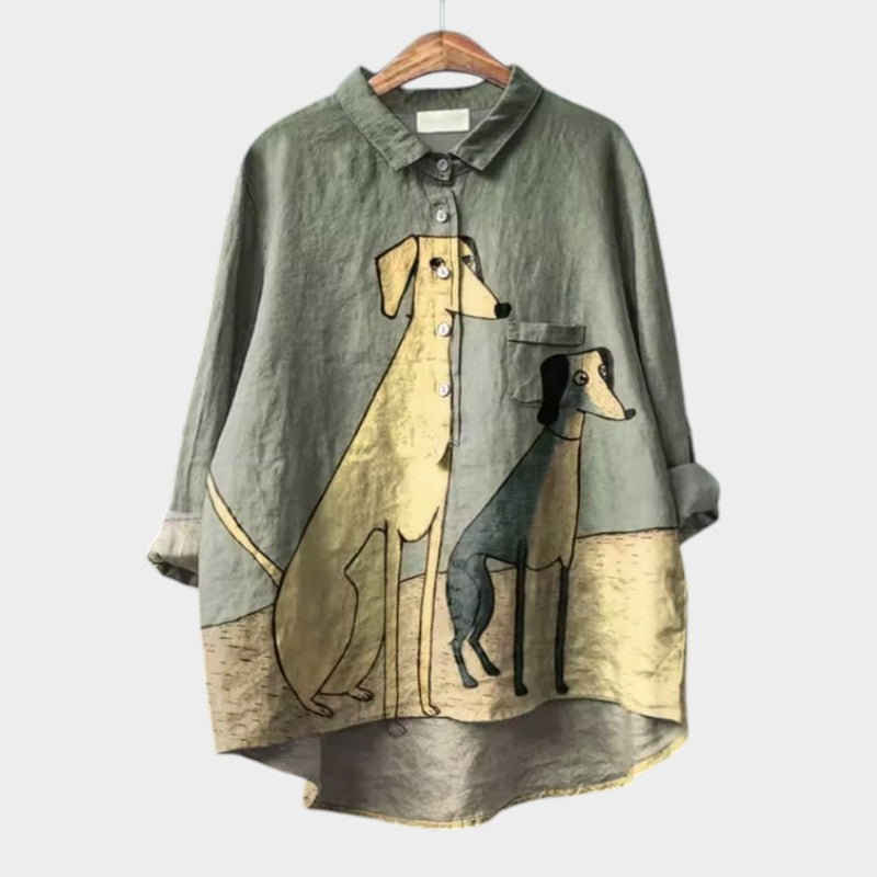 PALMIRA - CHEMISE OVERSIZE AU DESIGN CANIN POUR UN CONFORT QUOTIDIEN ET UN STYLE DÉCONTRACTÉ