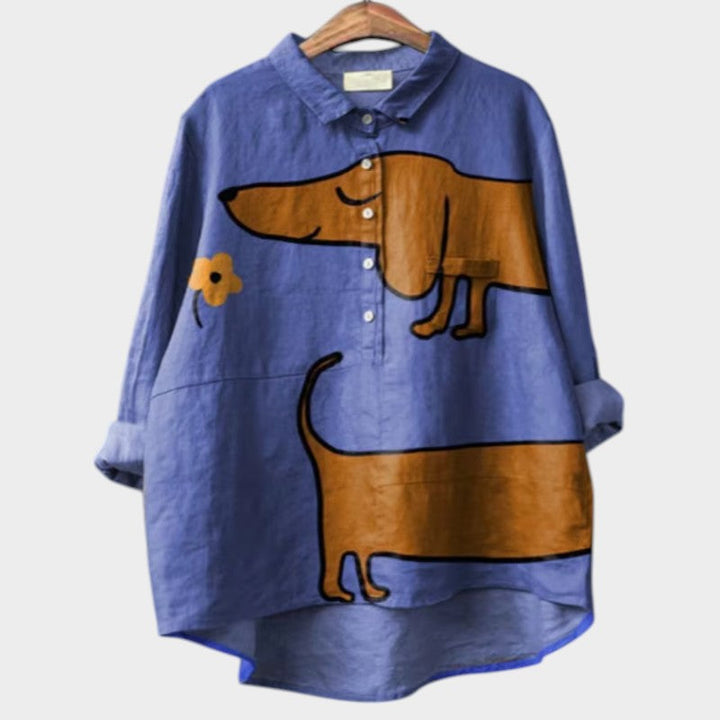 PALMIRA - CHEMISE OVERSIZE AU DESIGN CANIN POUR UN CONFORT QUOTIDIEN ET UN STYLE DÉCONTRACTÉ
